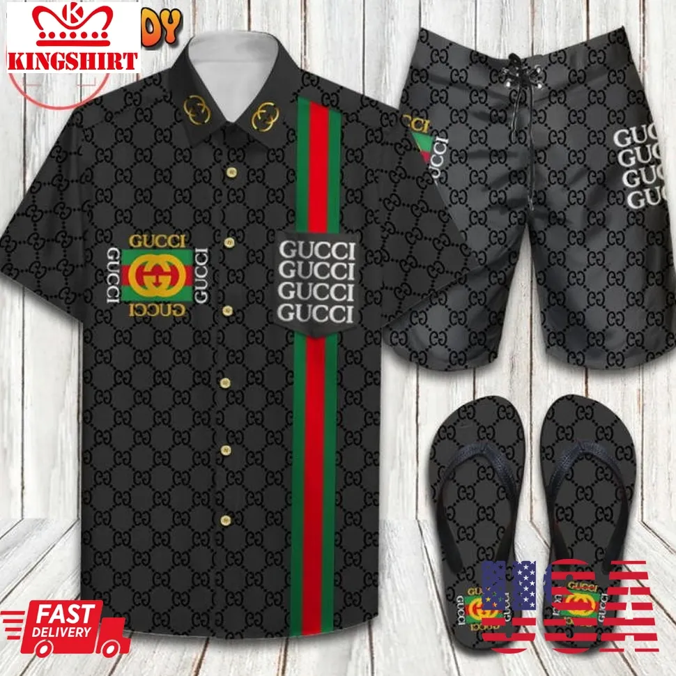 Gucci Italy Hawaiian Shirt And Shorts Unisex