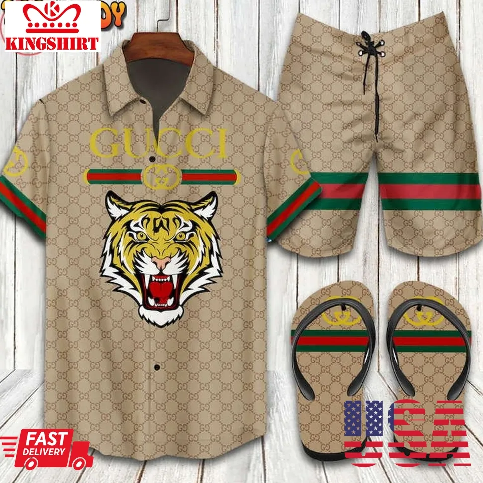 Gucci Tiger Luxury Hawaiian Shirt And Short Plus Size