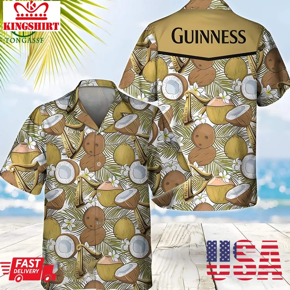 Guinness Beer Coconuts Tropical Beach Lovers Gift Hawaiian Shirt Plus Size