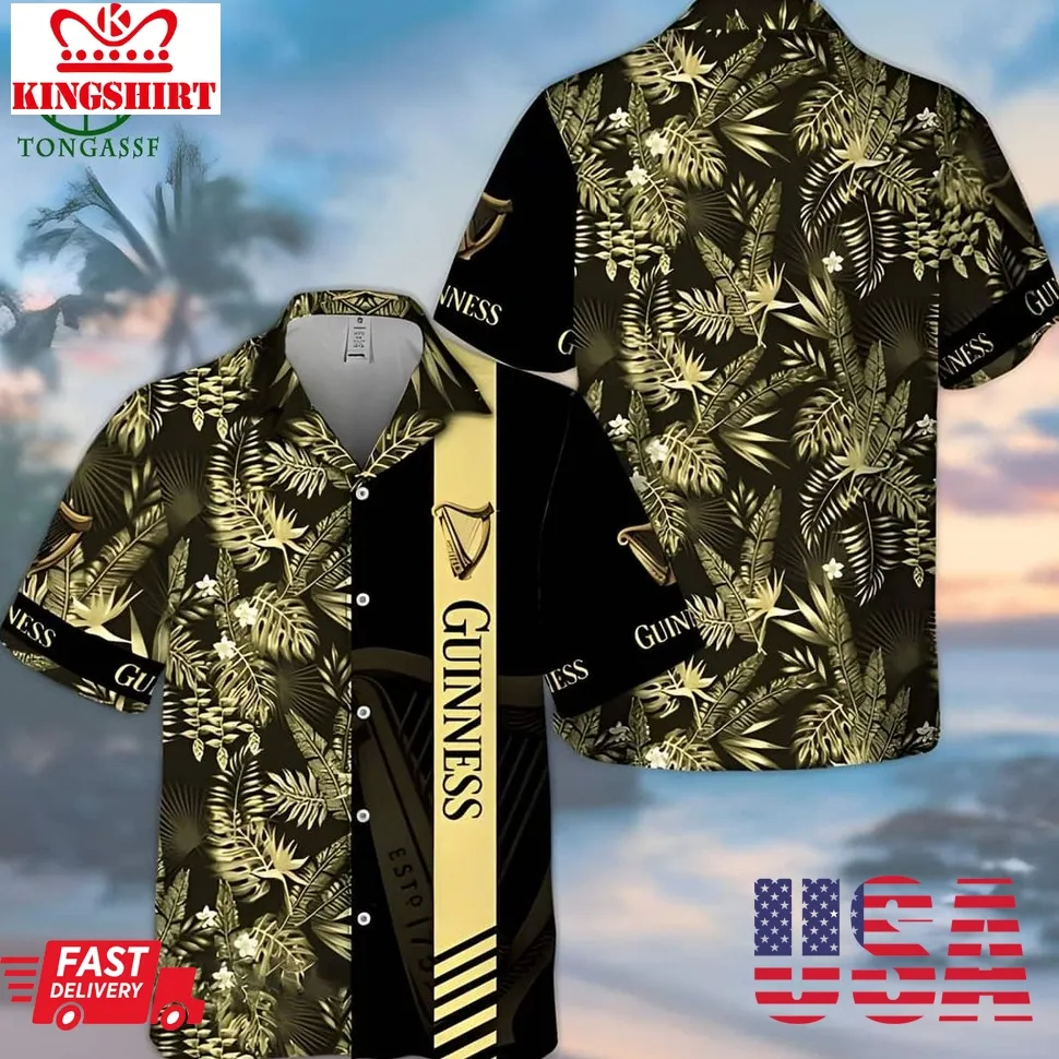 Guinness Beer Tropical Foliage Beach Lovers Gift Hawaiian Shirt Unisex