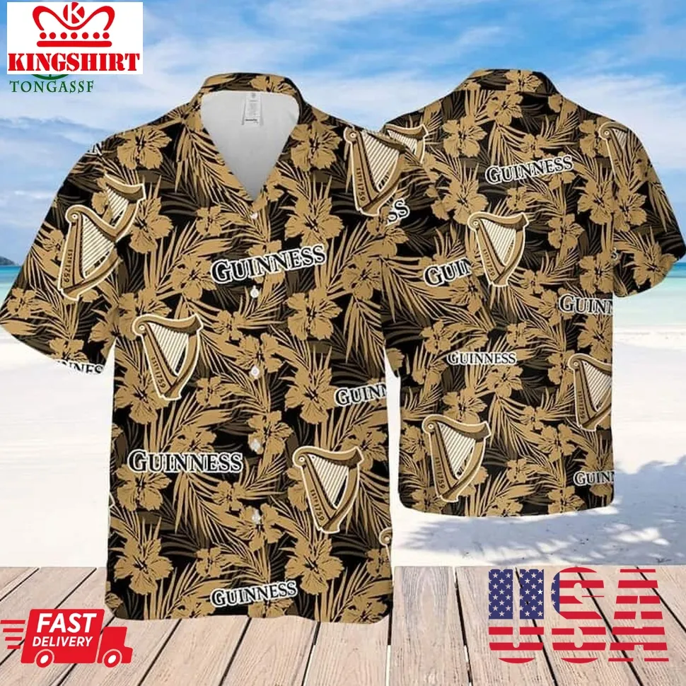 Guinness Hawaiian Shirt Tropical Flower Pattern Beer Lovers Gift Size up S to 4XL