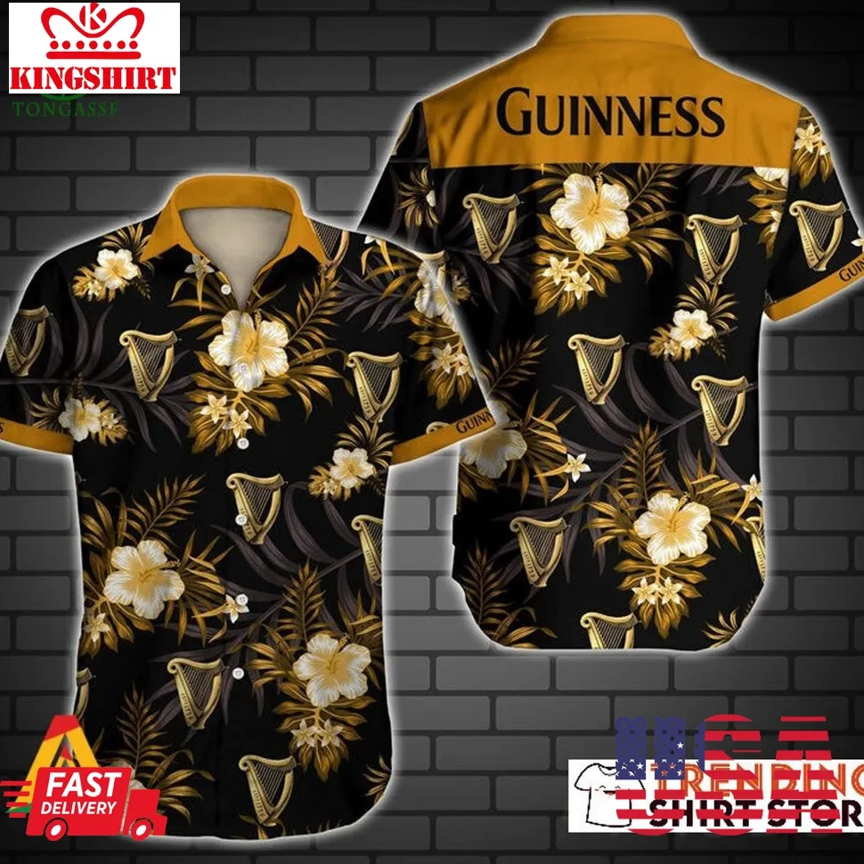 Guinness Premium Hawaiian Shirt Tropical Flora For Beer Drinkers Plus Size