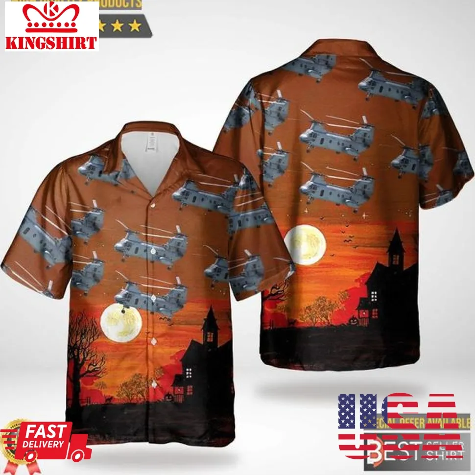 Halloween Boeing Vertol Ch 46 Sea Knight Hawaiian Shirt For Men And Women Plus Size