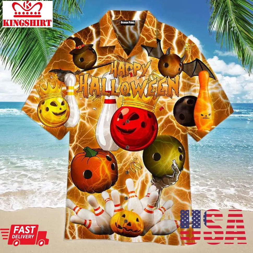 Halloween Bowling Party Hawaiian Shirt Plus Size
