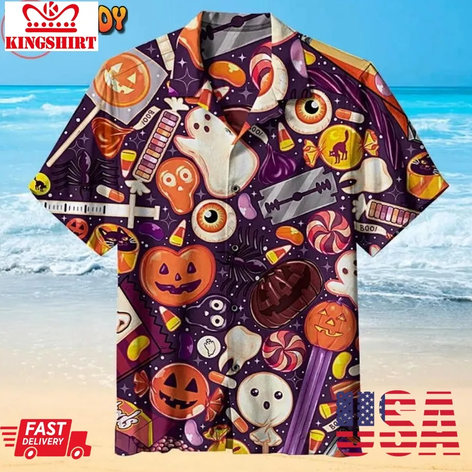 Halloween Candy Hawaiian Shirt Size up S to 4XL