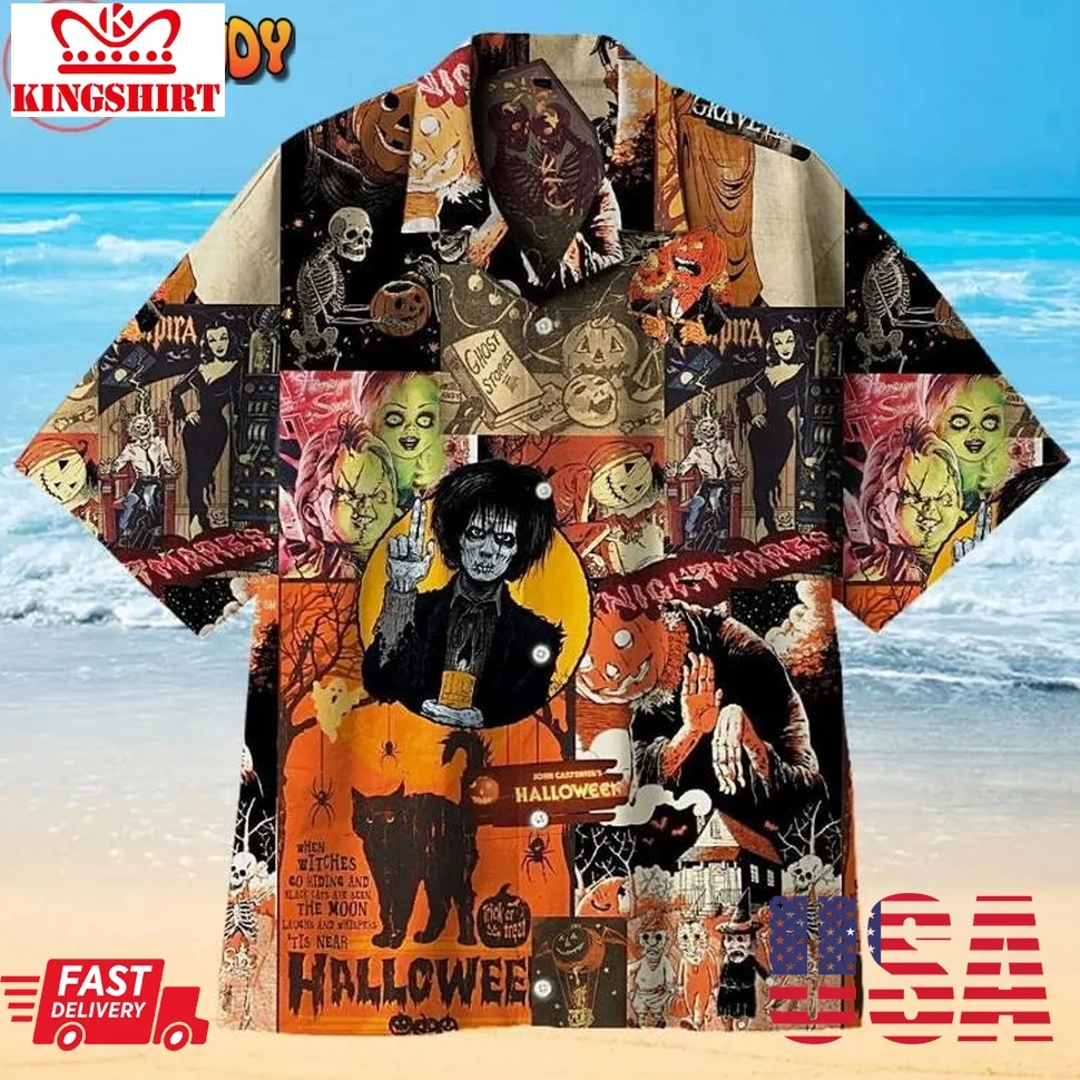 Halloween Creative Collage Hawaiian Shirt Size up S to 4XL