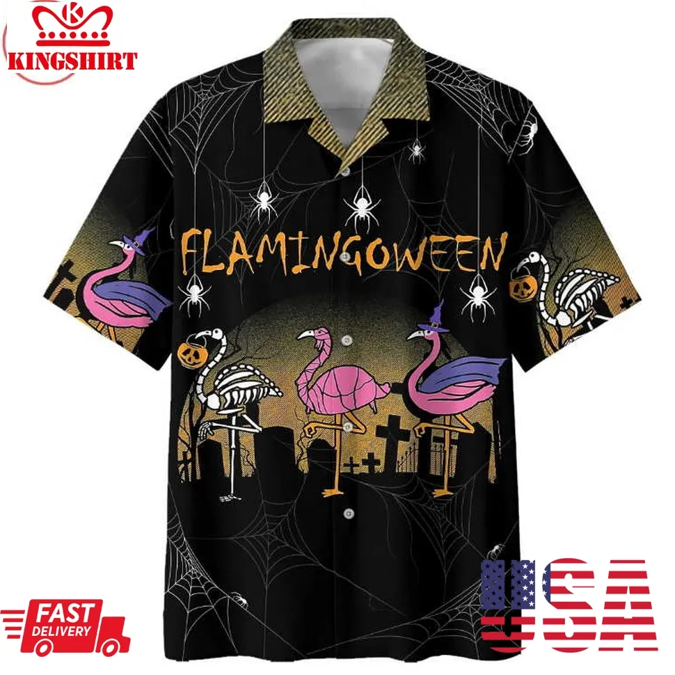 Halloween Flamingo Hawaiian Shirt Unisex