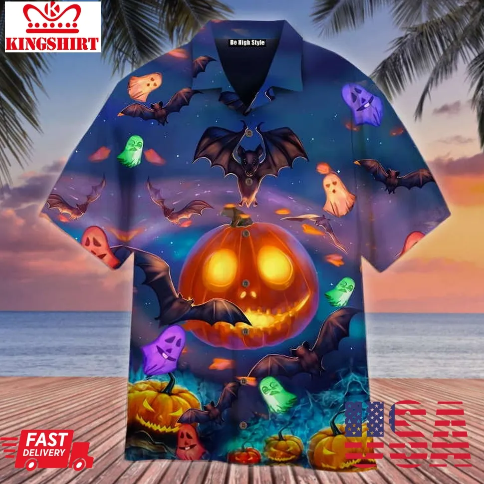 Halloween Glowing Pumpkins By Night Hawaiian Shirt Plus Size