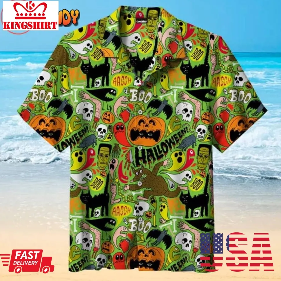Halloween Pattern Hawaiian Shirt Plus Size