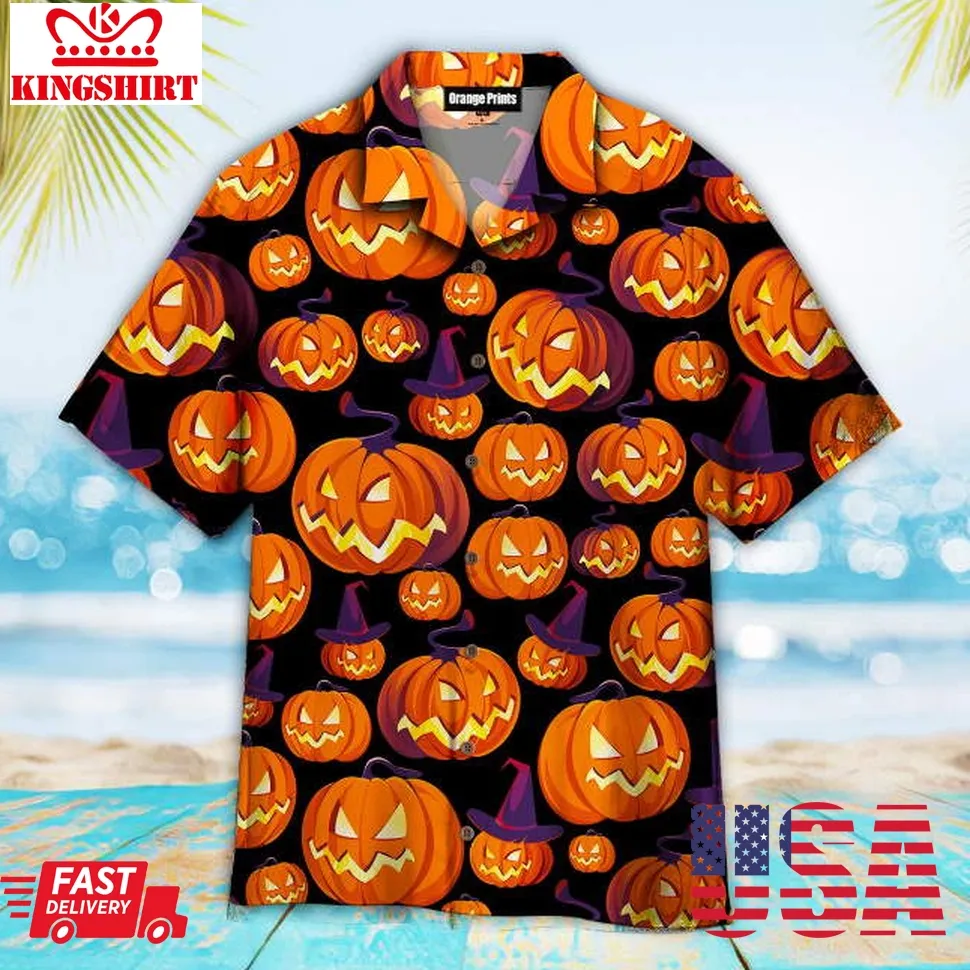 Halloween Pumpkin Hawaiian Shirt Size up S to 4XL