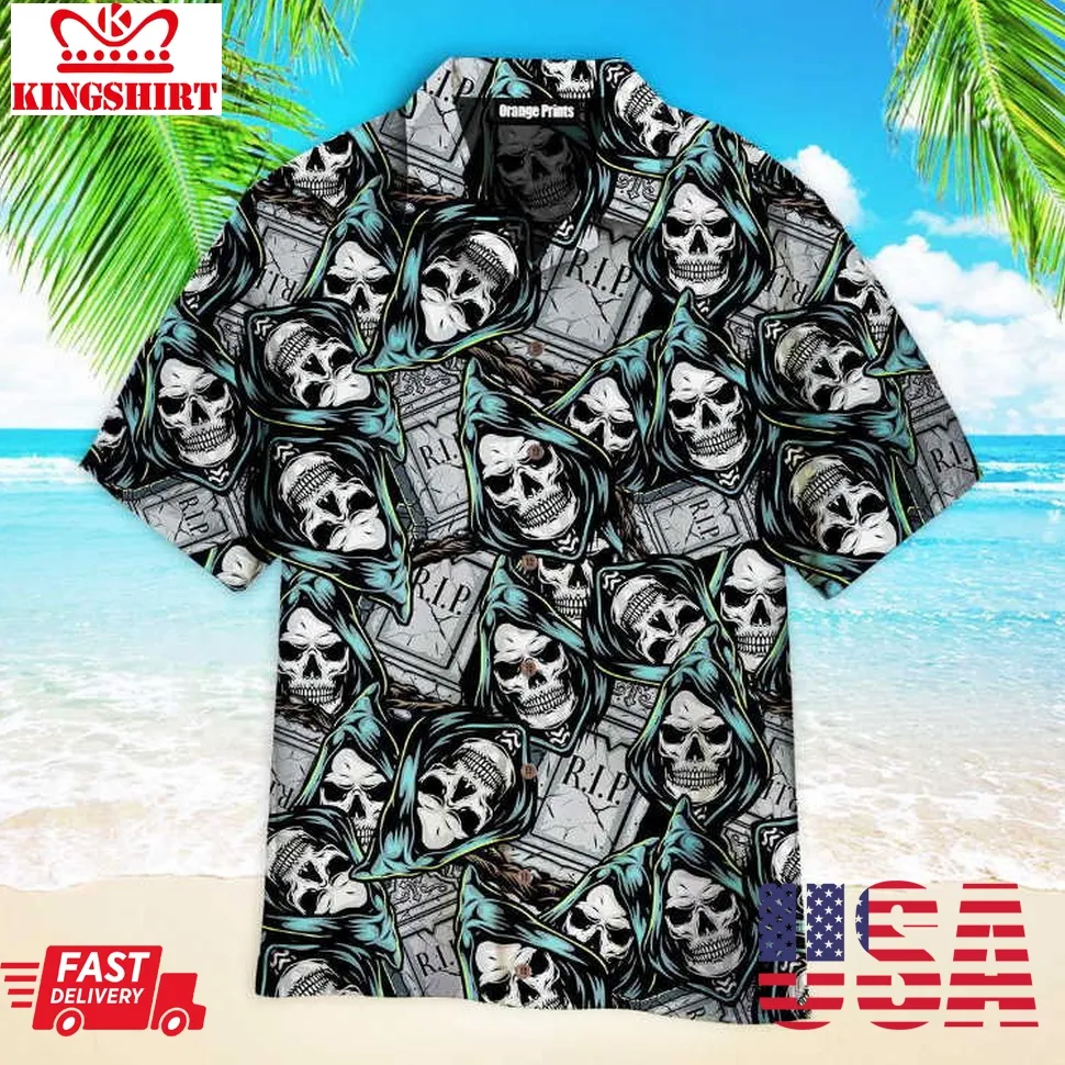 Halloween Vintage Grim Skull Hawaiian Shirt Unisex