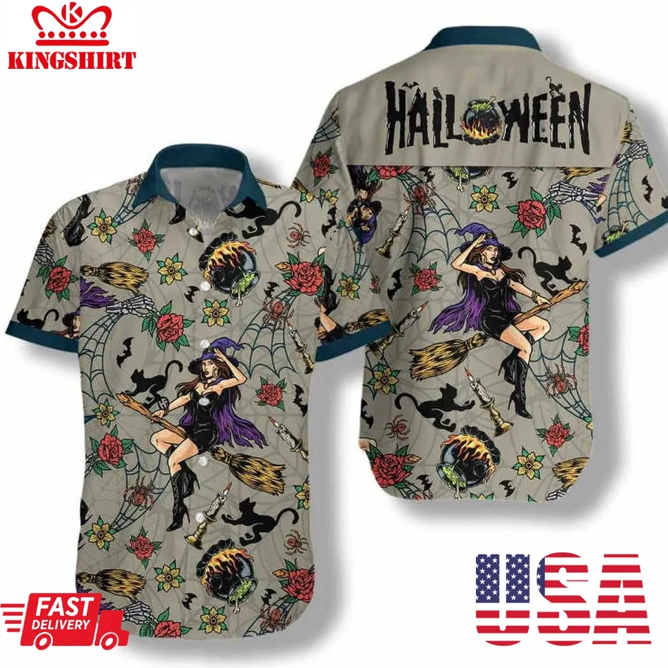 Halloween Witches Night Hawaiian Shirt Size up S to 4XL