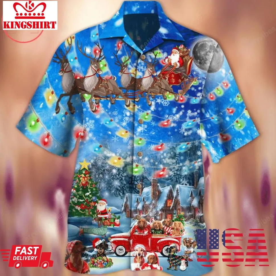 Happy Dachshunds Christmas Hawaiian Shirt Plus Size