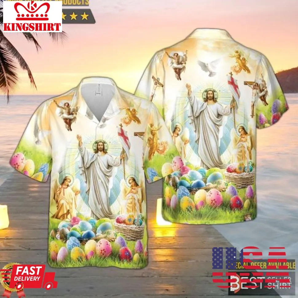 Happy Easter Hawaiian Shirt Cute Bunny Rabbit Shirt Jesus Hawaiian Shirt Plus Size