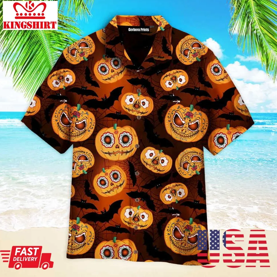 Happy Halloween Pumkins Pattern Aloha Hawaiian Shirt Unisex