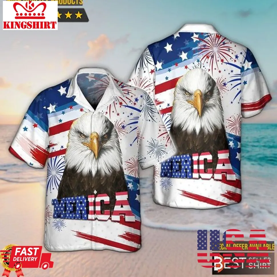 Happy Independence Day Usa Eagle Hawaiian Shirt 4Th Of July Shirts Plus Size
