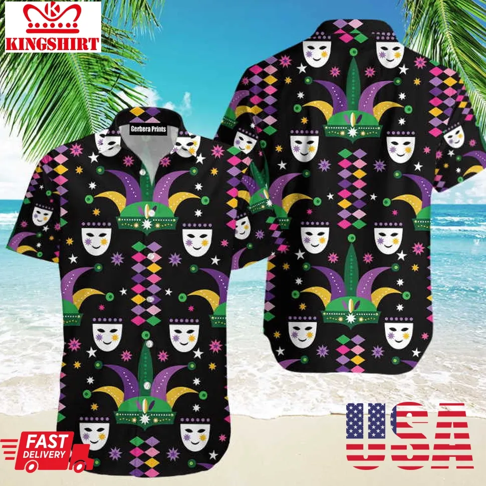 Happy Mardi Gras Carnival Pattern Aloha Hawaiian Shirts Unisex