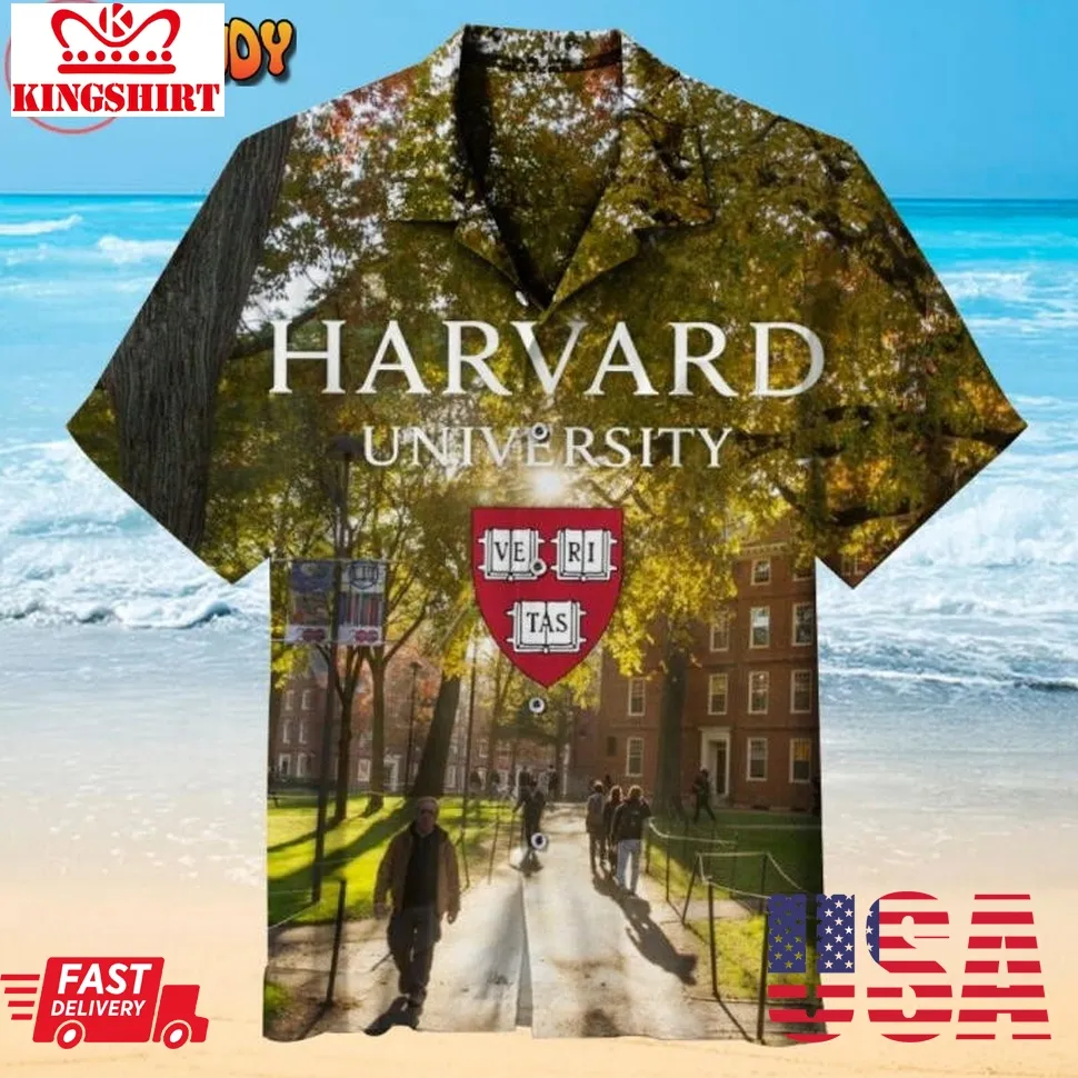 Harvard University Hawaiian Shirt Size up S to 4XL