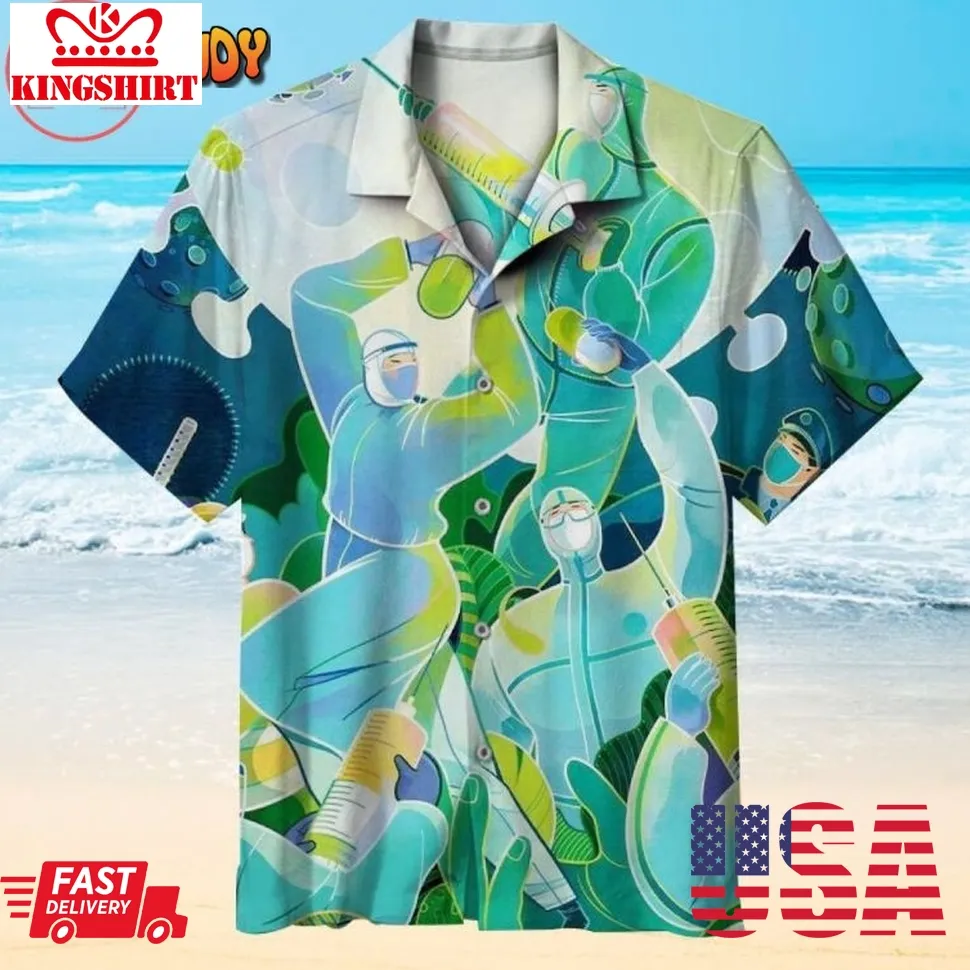Heroes Fighting Covid 19 Hawaiian Shirts Size up S to 4XL