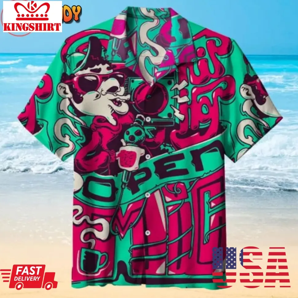 Hip Hop Pattern Hawaiian Shirt Size up S to 4XL