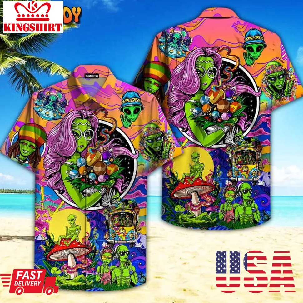 Hippie Alien Peace Life Color Limited Hawaiian Shirt Unisex