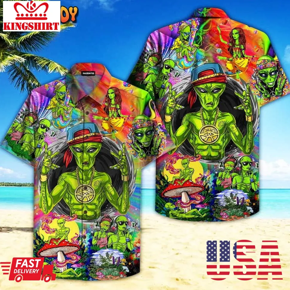 Hippie Alien Peace Life Hawaiian Shirt Plus Size