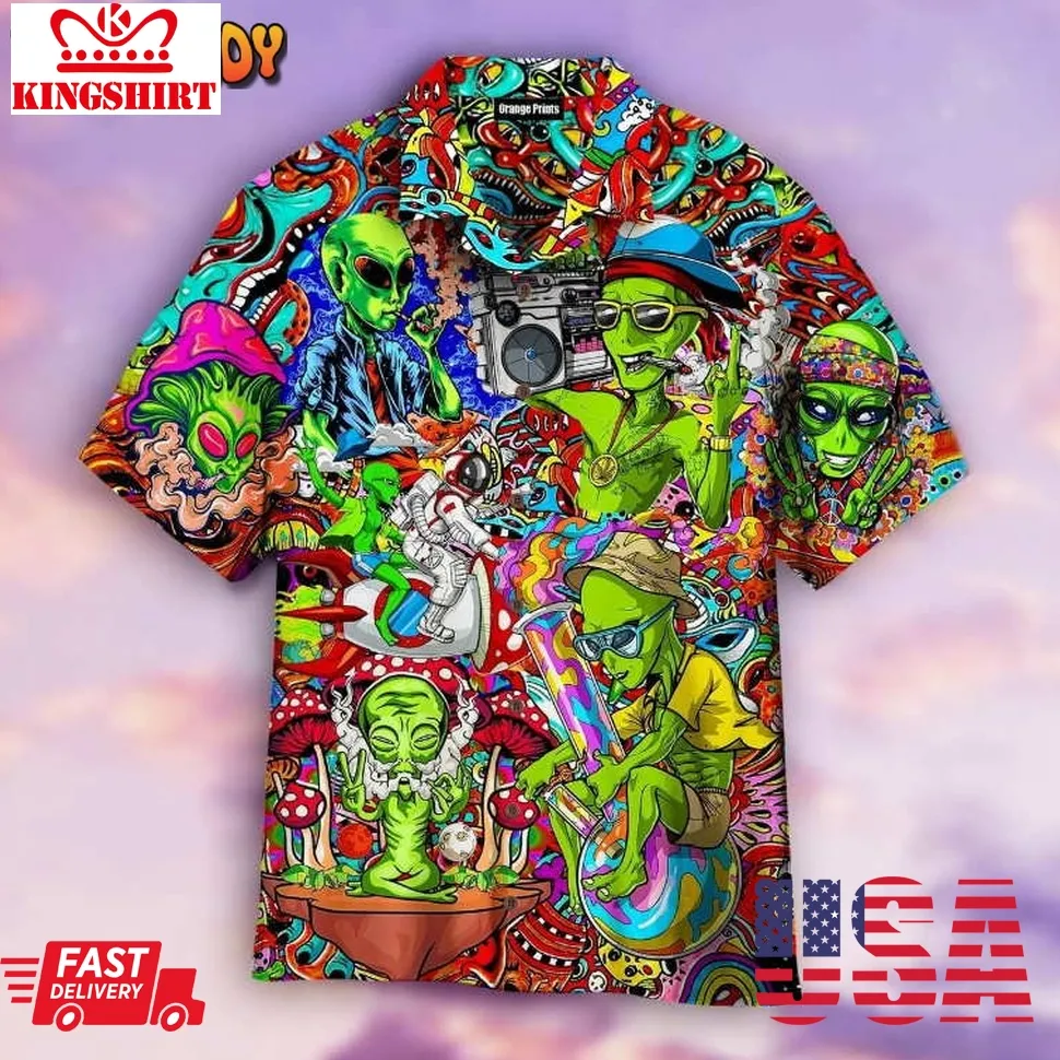 Hippie Alien Peace Life V2 Hawaiian Shirt Plus Size