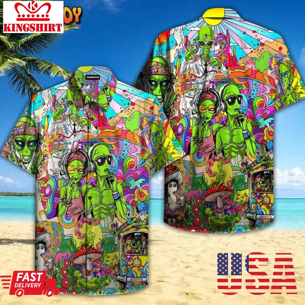 Hippie Alien V1 Hawaiian Shirt Plus Size