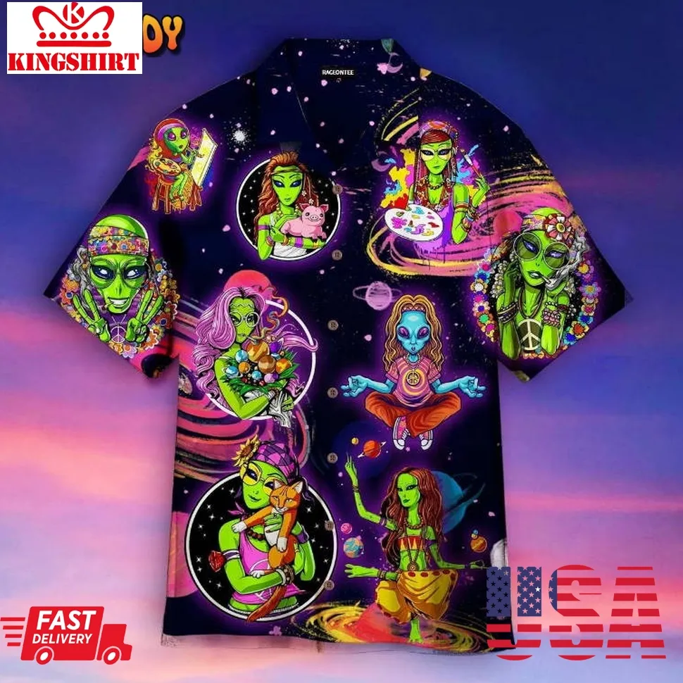Hippie Alien V2 Hawaiian Shirt Unisex