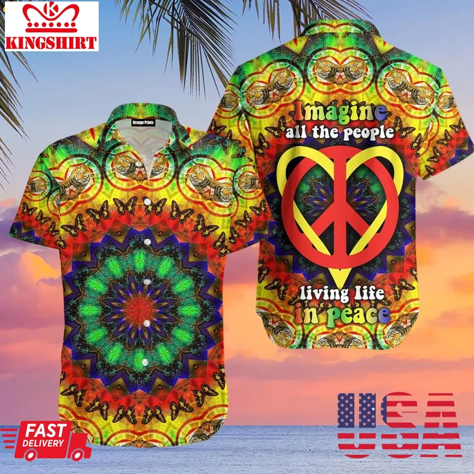 Hippie Heart Imagine Hawaiian Shirt Unisex