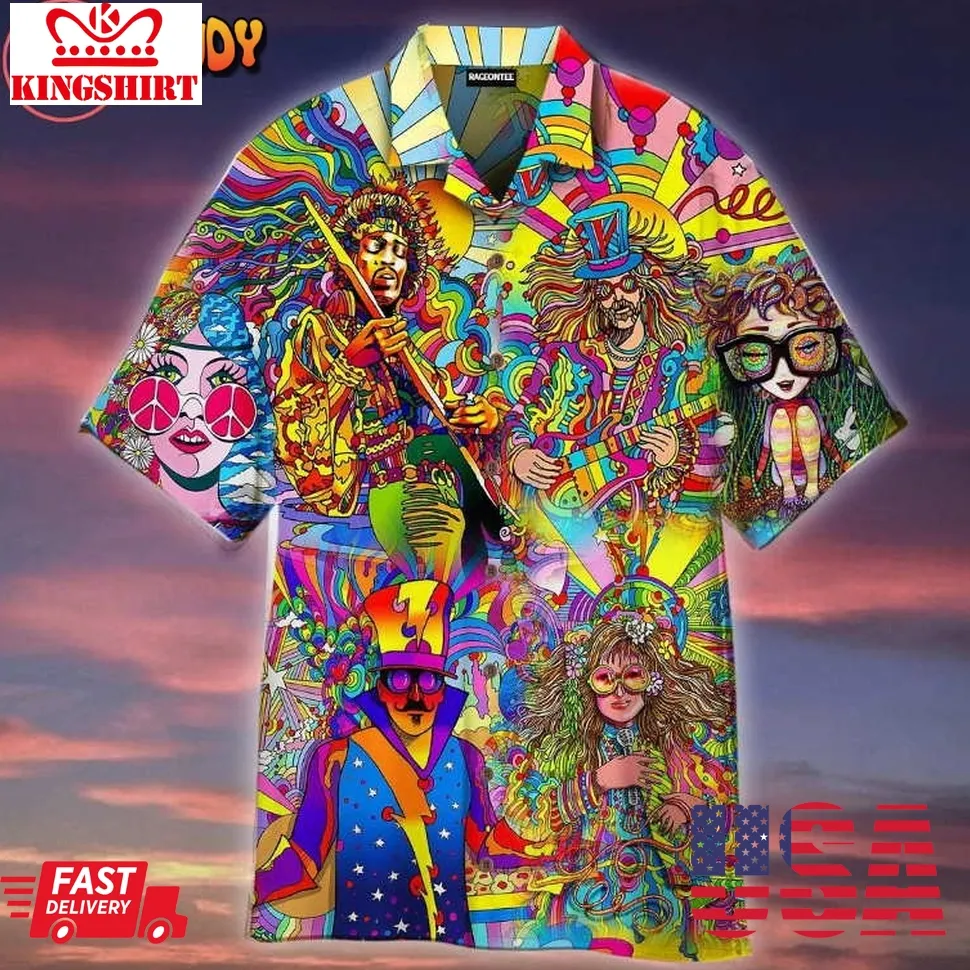 Hippie Music Colorful Hawaiian Shirt Plus Size