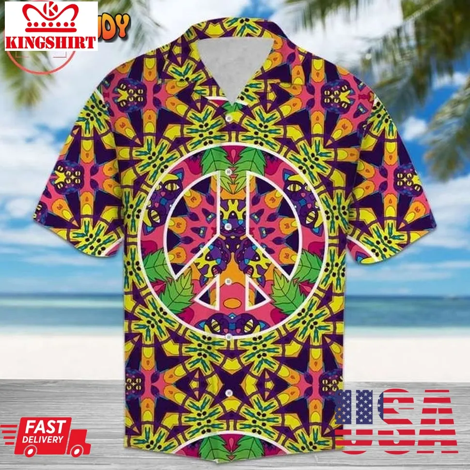 Hippie Peace Freaks Cats Hawaiian Shirt Plus Size