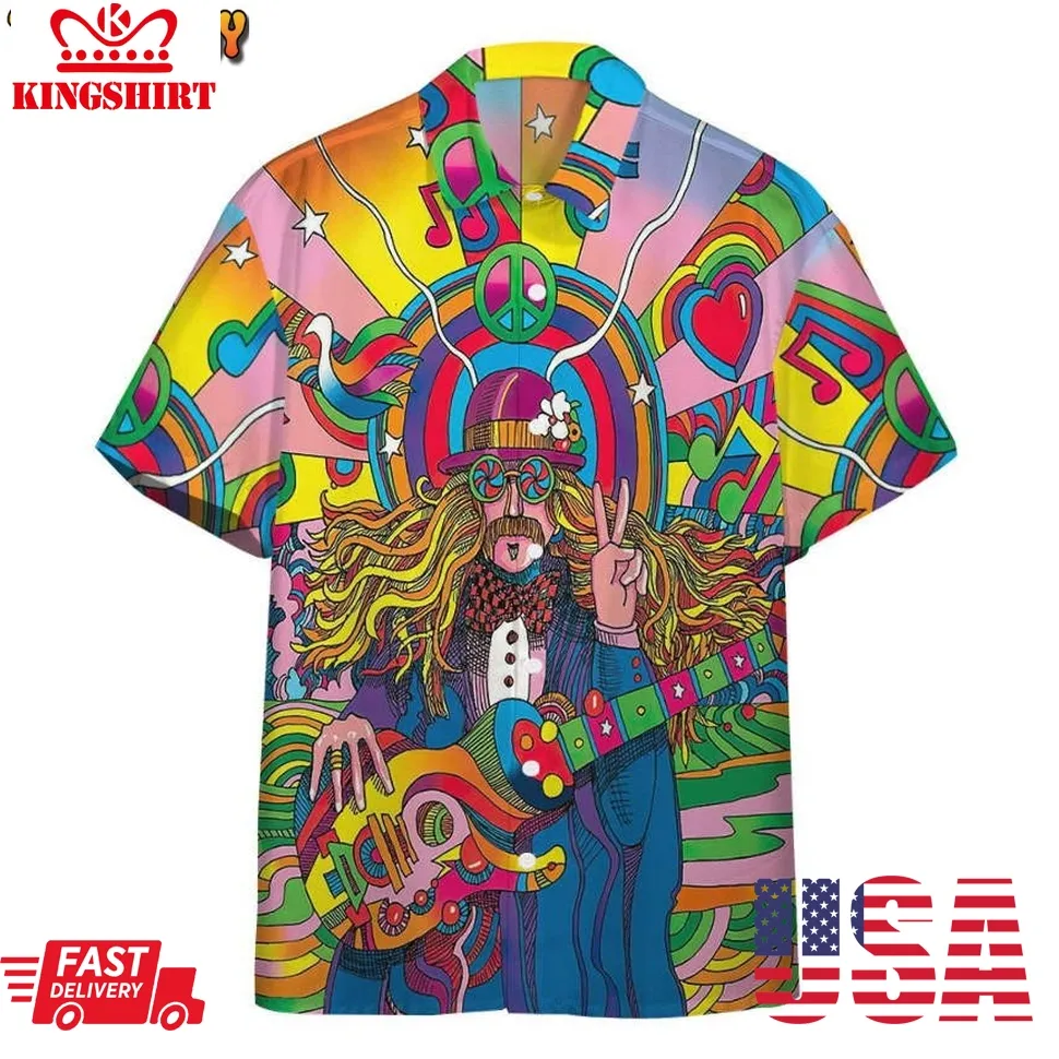 Hippie Psychedelic Hawaiian Shirt Plus Size