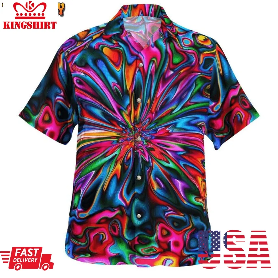 Hippie Tie Dye Hawaiian Shirt Size up S to 4XL