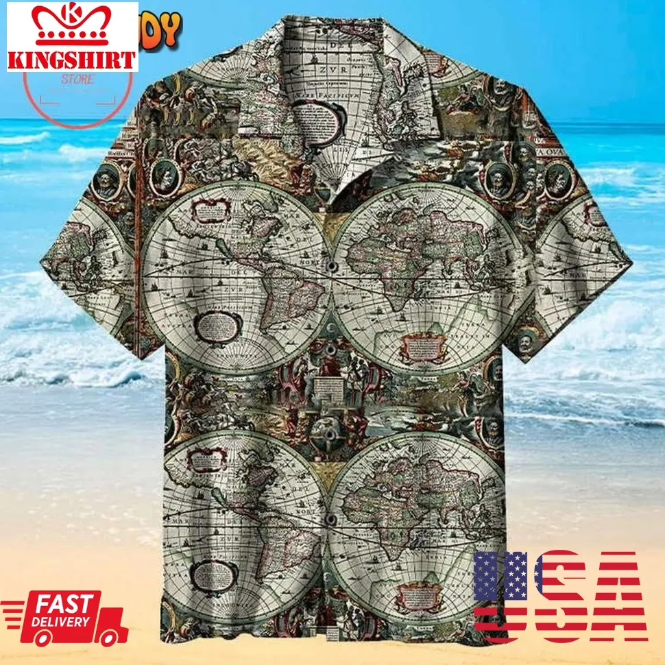 Historical Maps From Around The World Hawaiian Shirt Size up S to 4XL