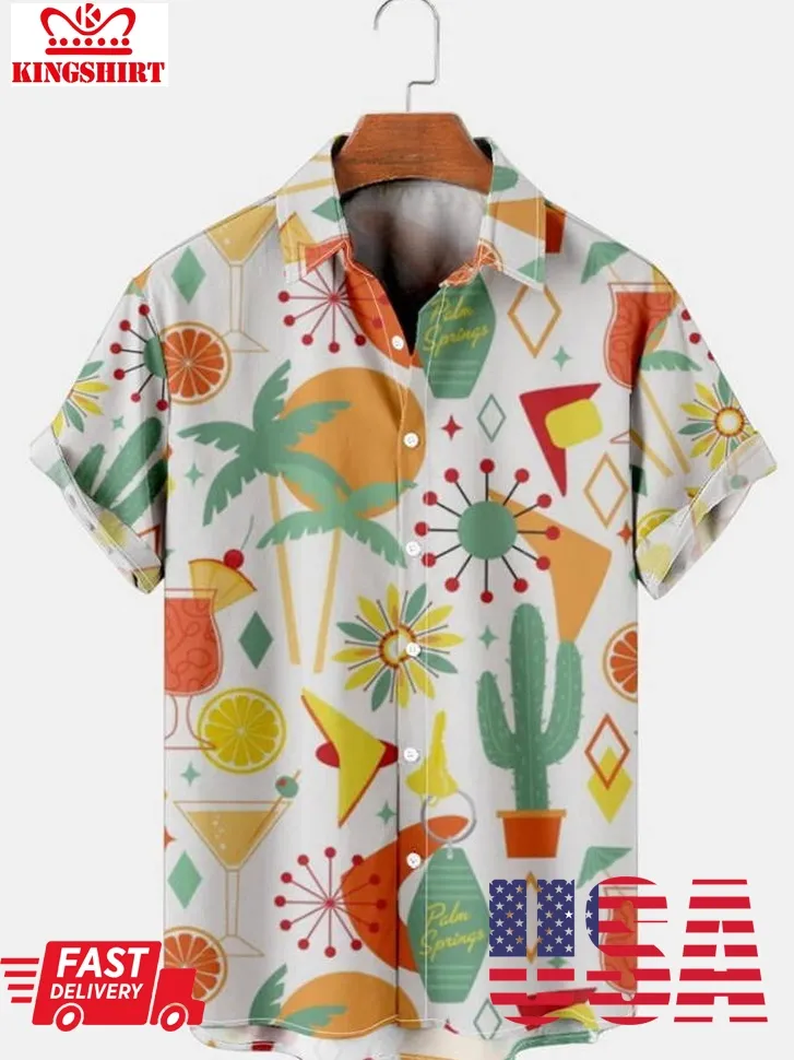 Holiday Geometric Coconut Tree Hawaiian Shirt Plus Size