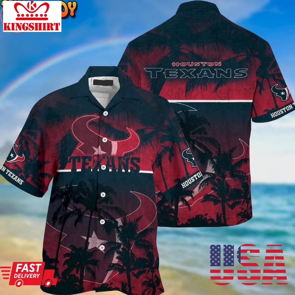 Houston Texans Palm Hawaiian Shirt Plus Size