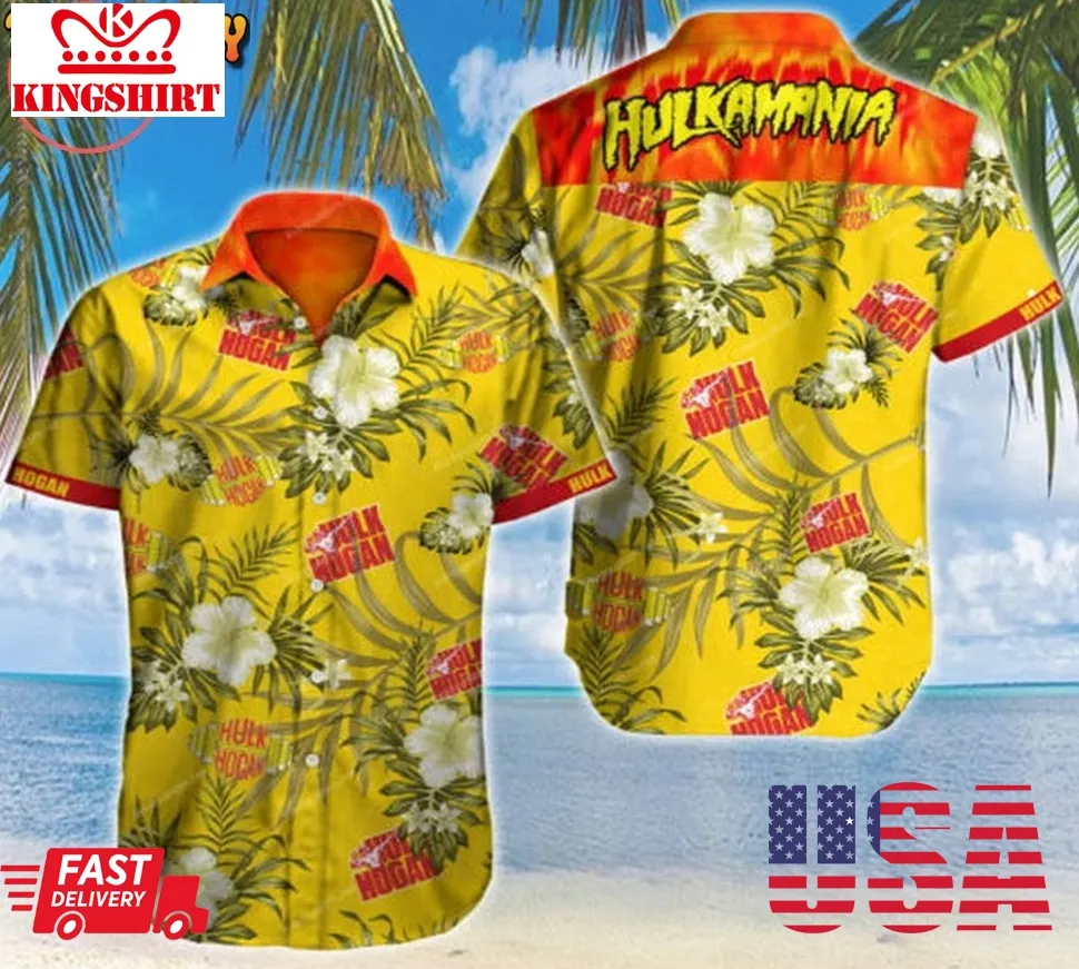 Hulk Hogan Hawaiian Shirt Summer Button Up Size up S to 4XL