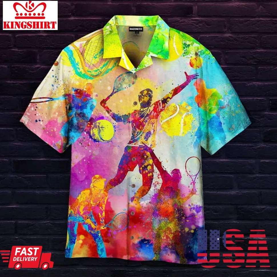 I Am A Fan Of Playing Tennis Colorful Hawaiian Shirt Size up S to 4XL