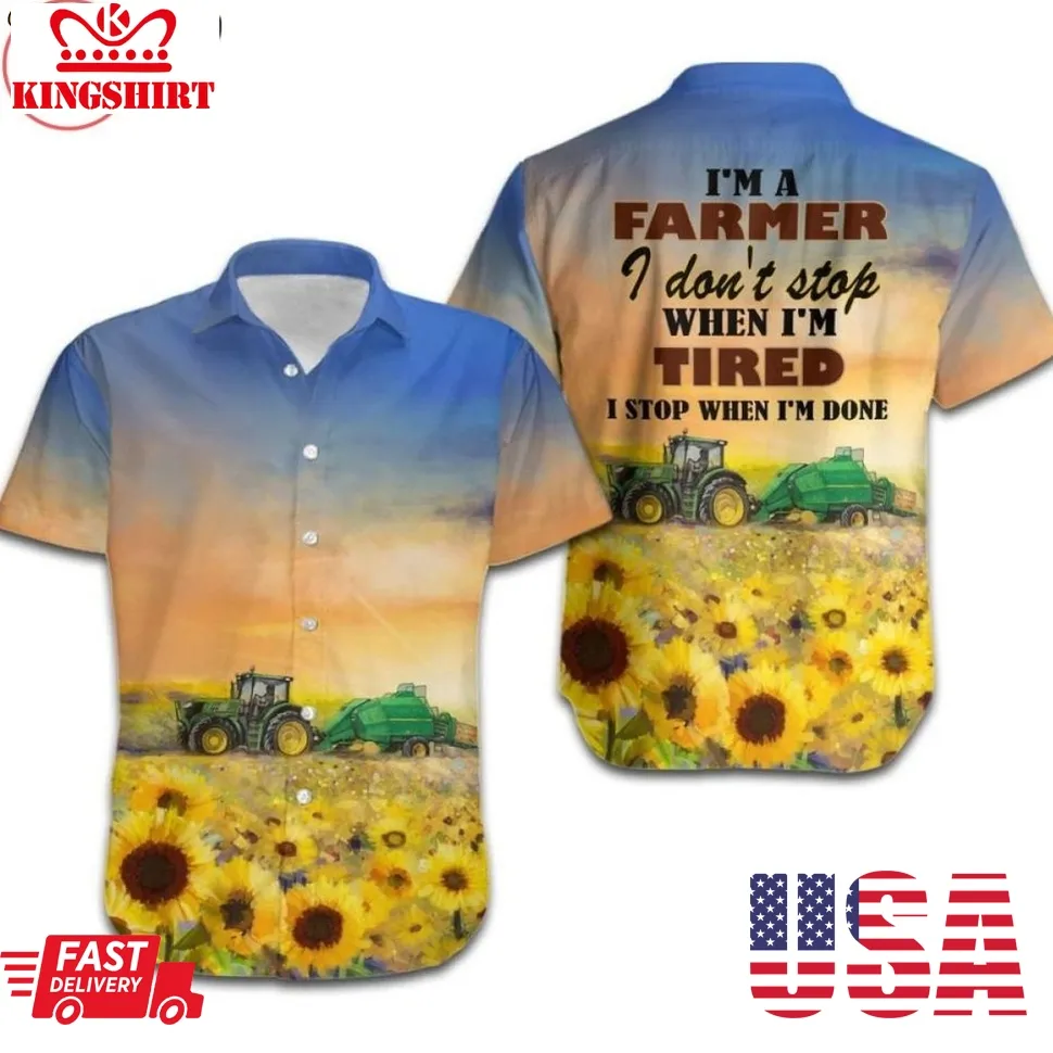 I'm A Farmer Tractor Hawaiian Shirt Size up S to 4XL