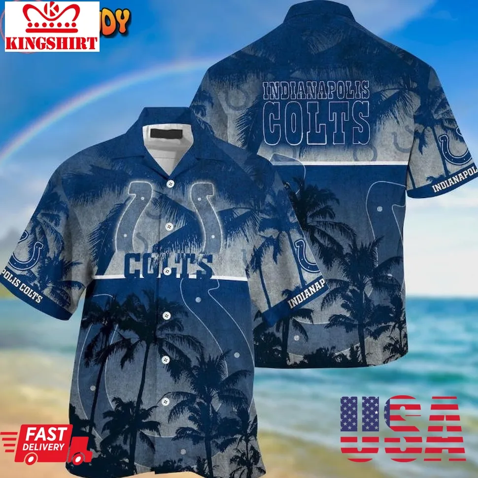 Indianapolis Colts Palm Hawaiian Shirt Unisex