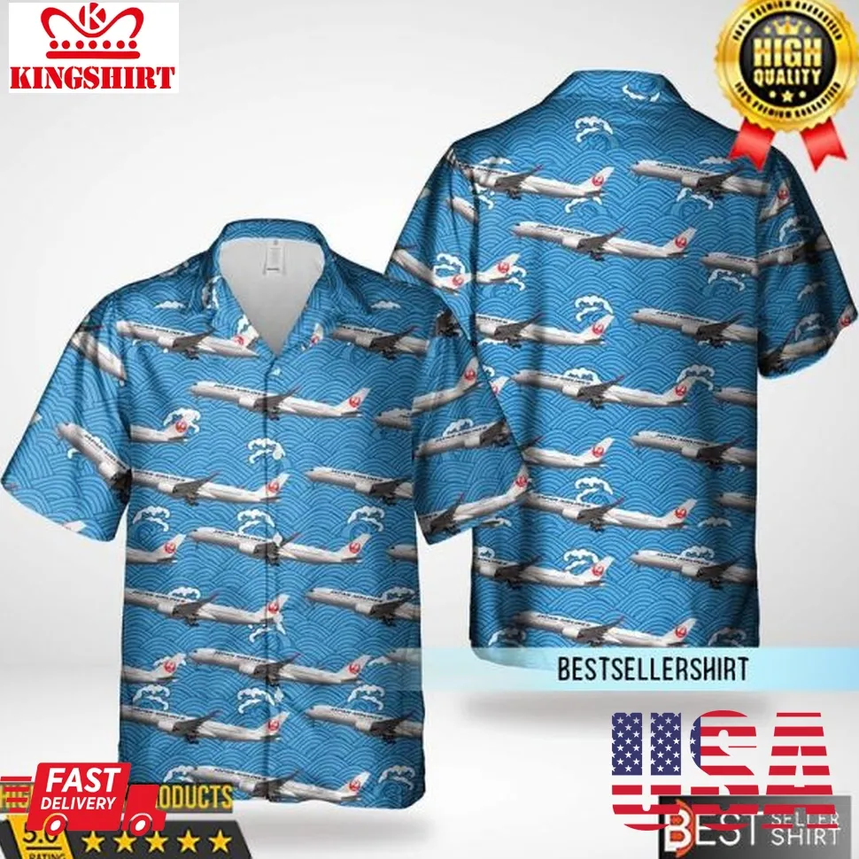 Japan Airlines Airbus A350 941 Button Up Aircraft Hawaiian Shirt Size up S to 4XL