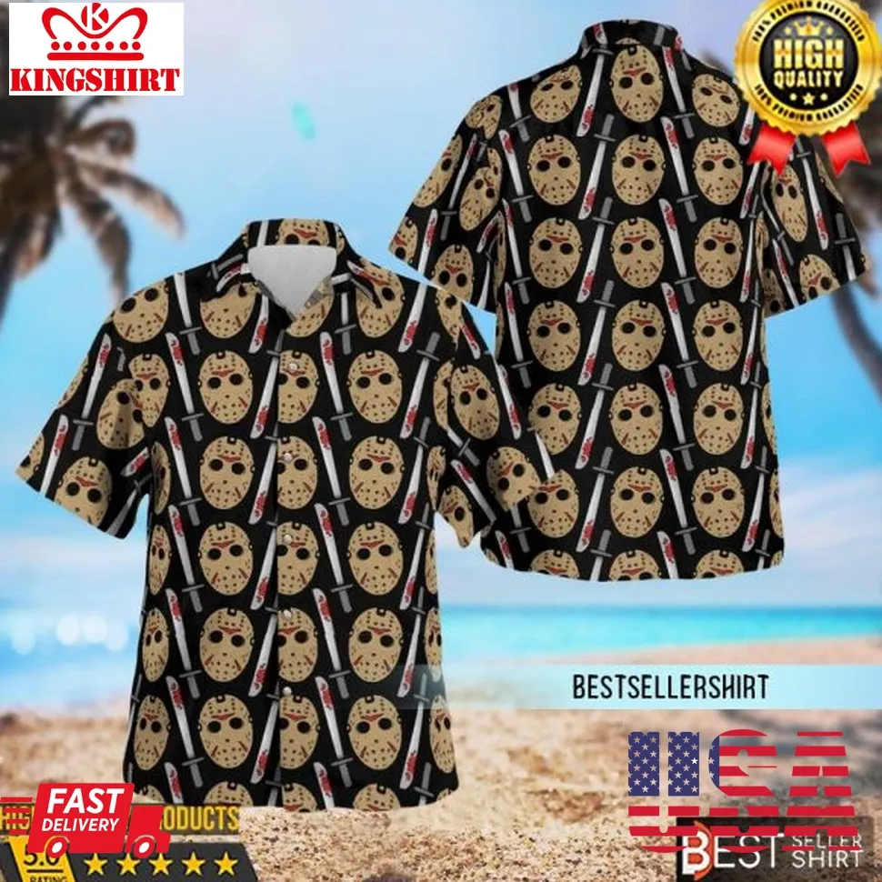 Jason Voorhees Hawaiian Shirt Friday The 13Th Button Shirt Horror Hawaiian Shirt Horror Gifts Plus Size
