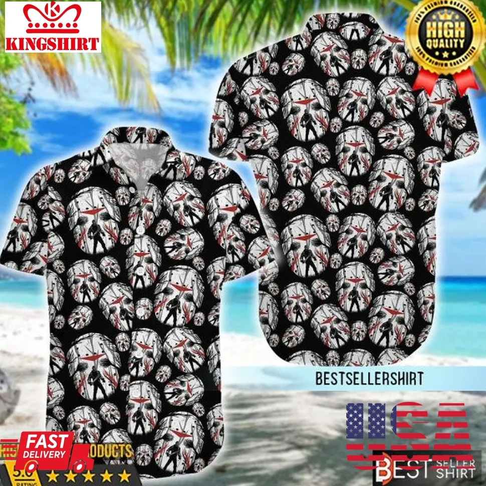 Jason Voorhees Hawaiian Shirt Horror Character Button Shirt Horror Hawaiian Shirt Horror Gifts Size up S to 4XL