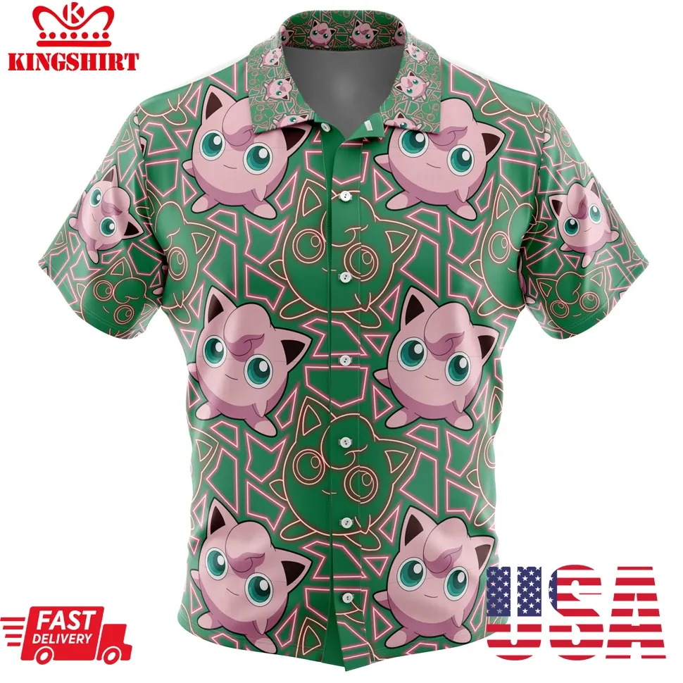 Jigglypuff Pokemon Button Up Hawaiian Shirt Plus Size