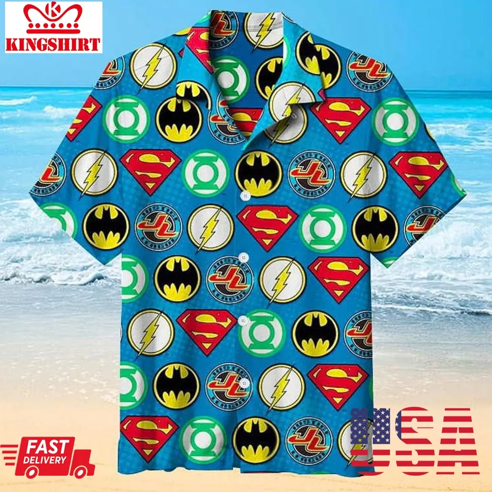Justice League Universal 3D All Print Hawaiian Shirt Size up S to 5XL