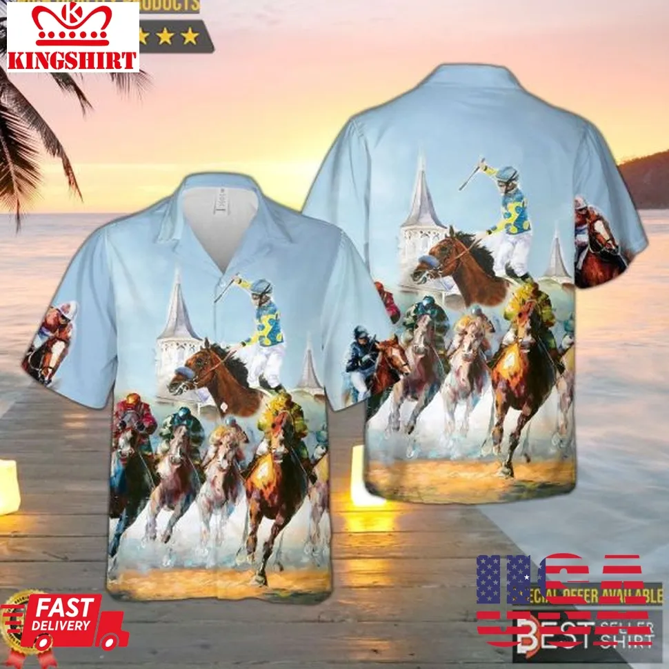 Kentucky Derby Horse Racing Watercolor Hawaiian Shirt Vintage Kentucky Derby Shirt Plus Size