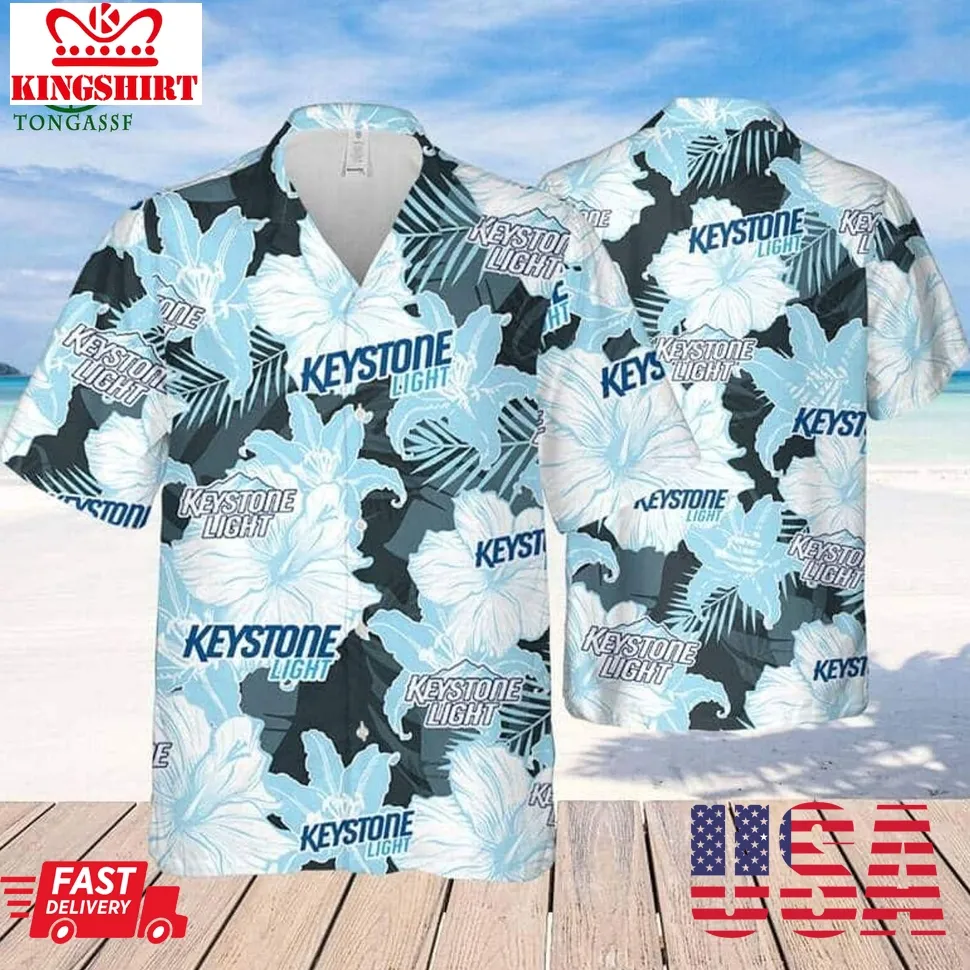 Keystone Light Beer Floral Pattern Limited Hawaiian Shirt Unisex