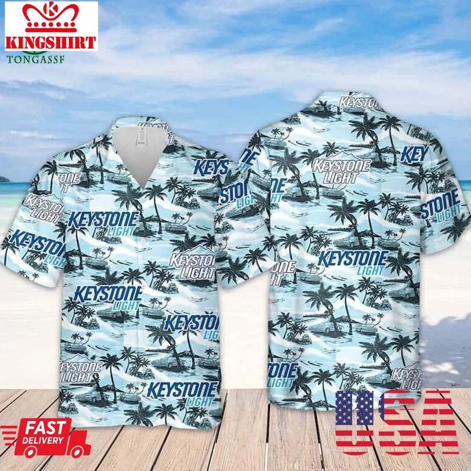 Keystone Light Beer Island Pattern Limited Hawaiian Shirt Size up S to 5XL