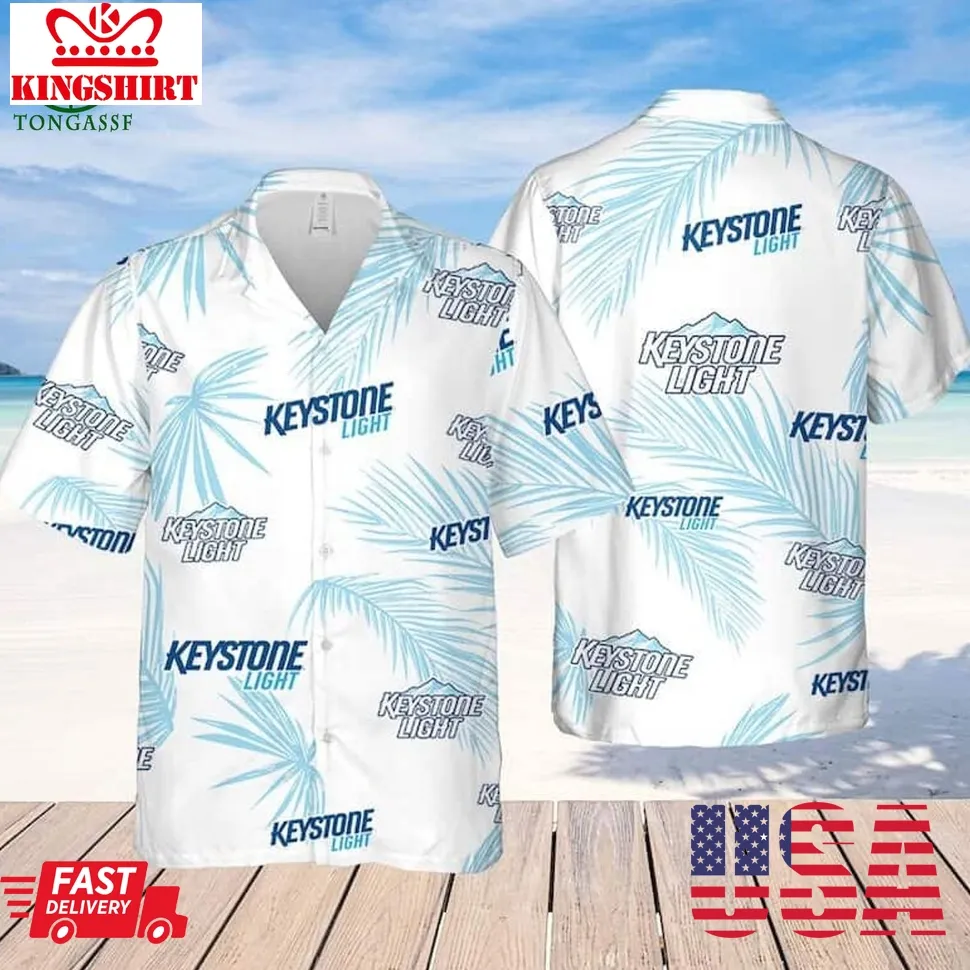 Keystone Light Beer Palm Leaves Pattern Limited Hawaiian Shirt Beach Lovers Gift Size up S to 5XL
